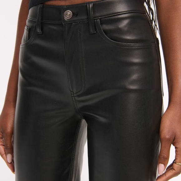 ABERCROMBIE & FITCH 90'S RELAXED VEGAN LEATHER CURVE LOVE PANTS 32 - Picture 5 of 9